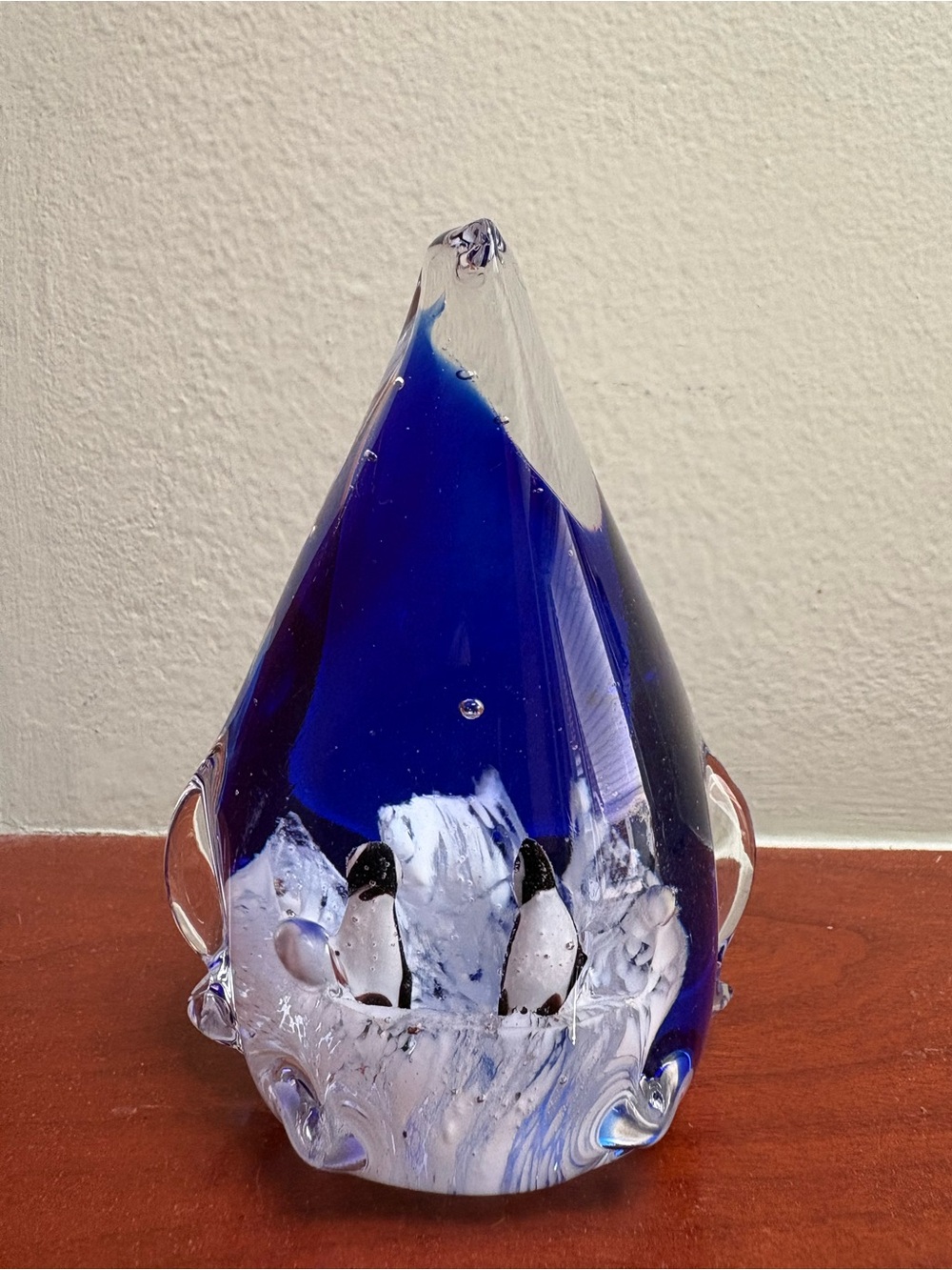Murano Style Art Glass Penguin Shape Paperweight Figurine